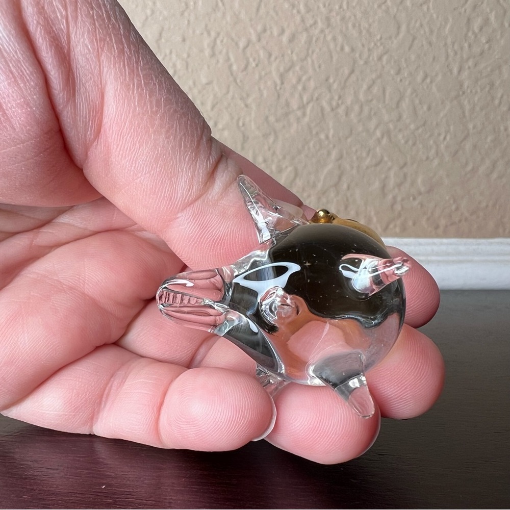 Vintage 1970’s Hand Blown Glass Owl w Gilt Gold Accent Figurine, Wisdom, Bird - Picture 7 of 7